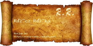Rácz Réka névjegykártya